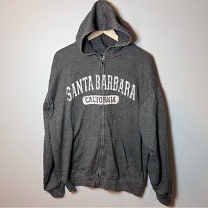Santa Barbara California Full Zip Hoodie Adult XL Heather Gray Sweatshirt